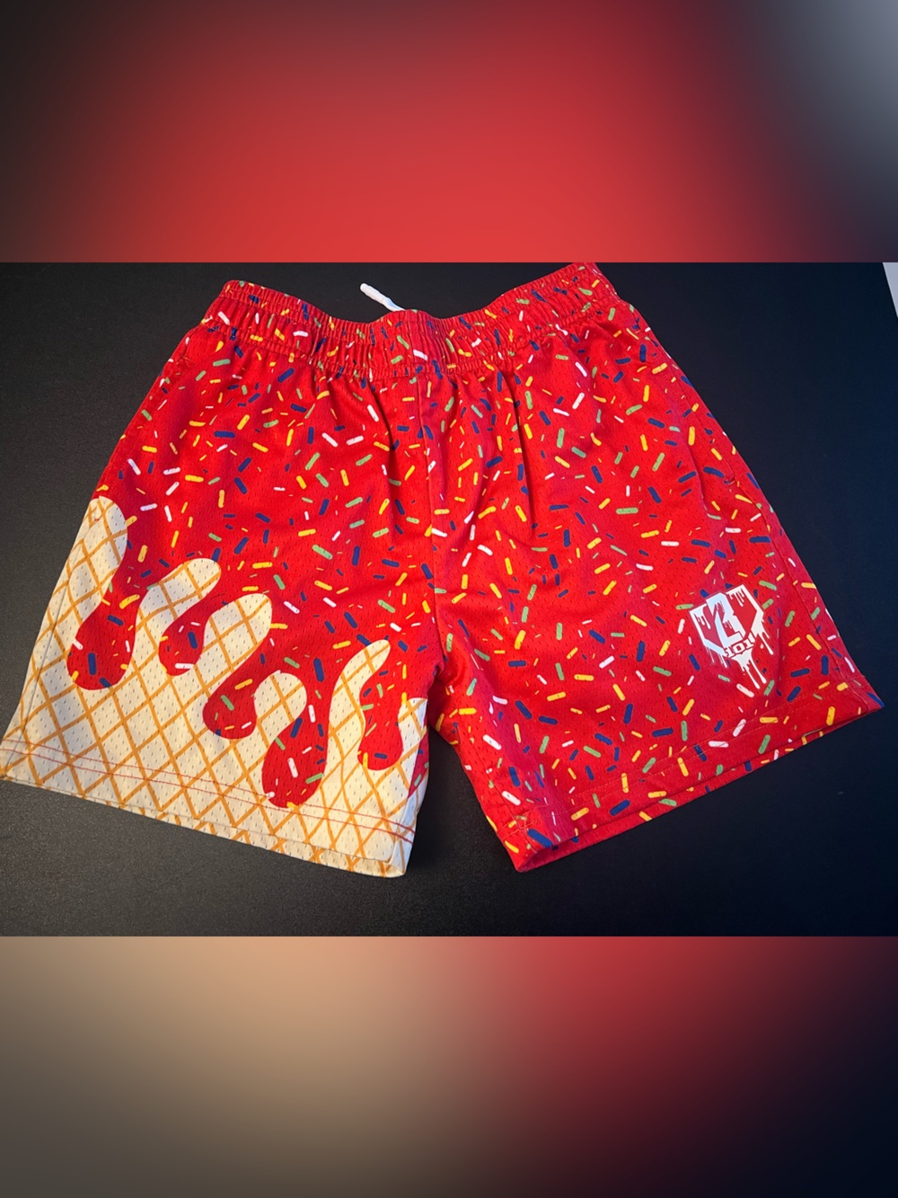 Baseball Lifestyle 101 red sprinkle boys shorts